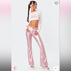 Edkited Luna Faux Leather Flare Jeans